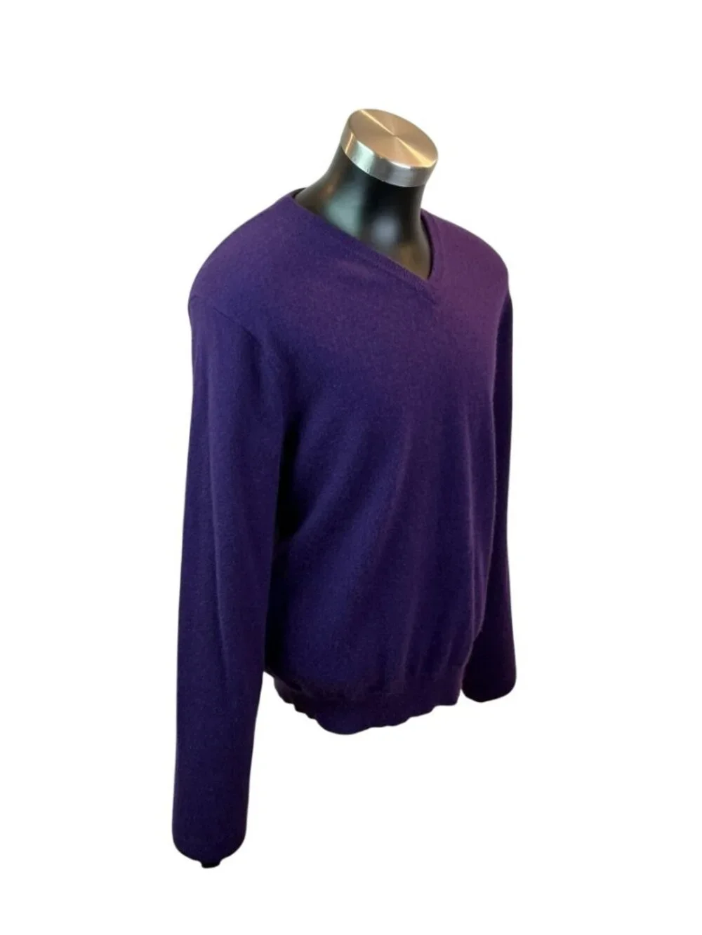 Club Room Estate 100% Cashmere Purple V-Neck Pullover Sweater Mens Large - Picture 7 of 10